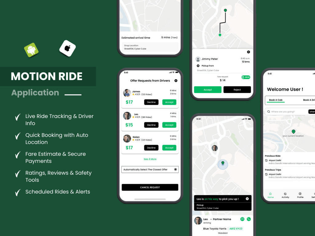 Motion Ride Mobile Application Devlopment Services Sample 3 | CANWS