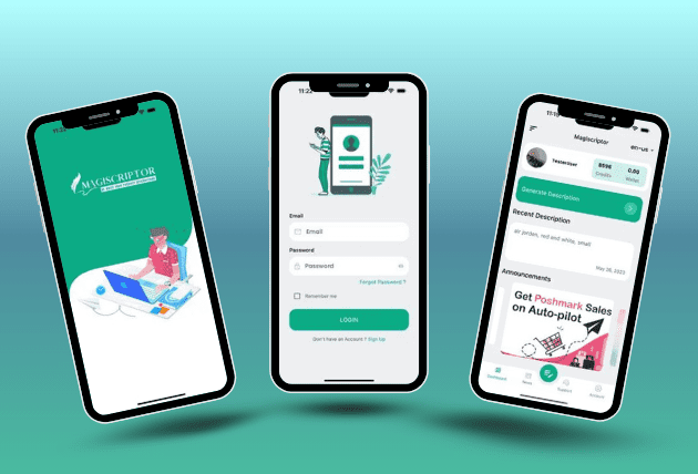 Magiscriptor app shows multiple features in multiple screens