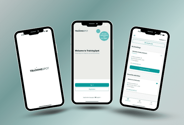 Training spot app showing multiple features in app